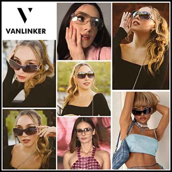 Y2K Oversized Wrap Around Sunglasses Trendy Frameless Shield Glasses Fashion